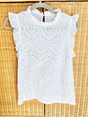 Maurices White Eyelet Ruffle Tank Top